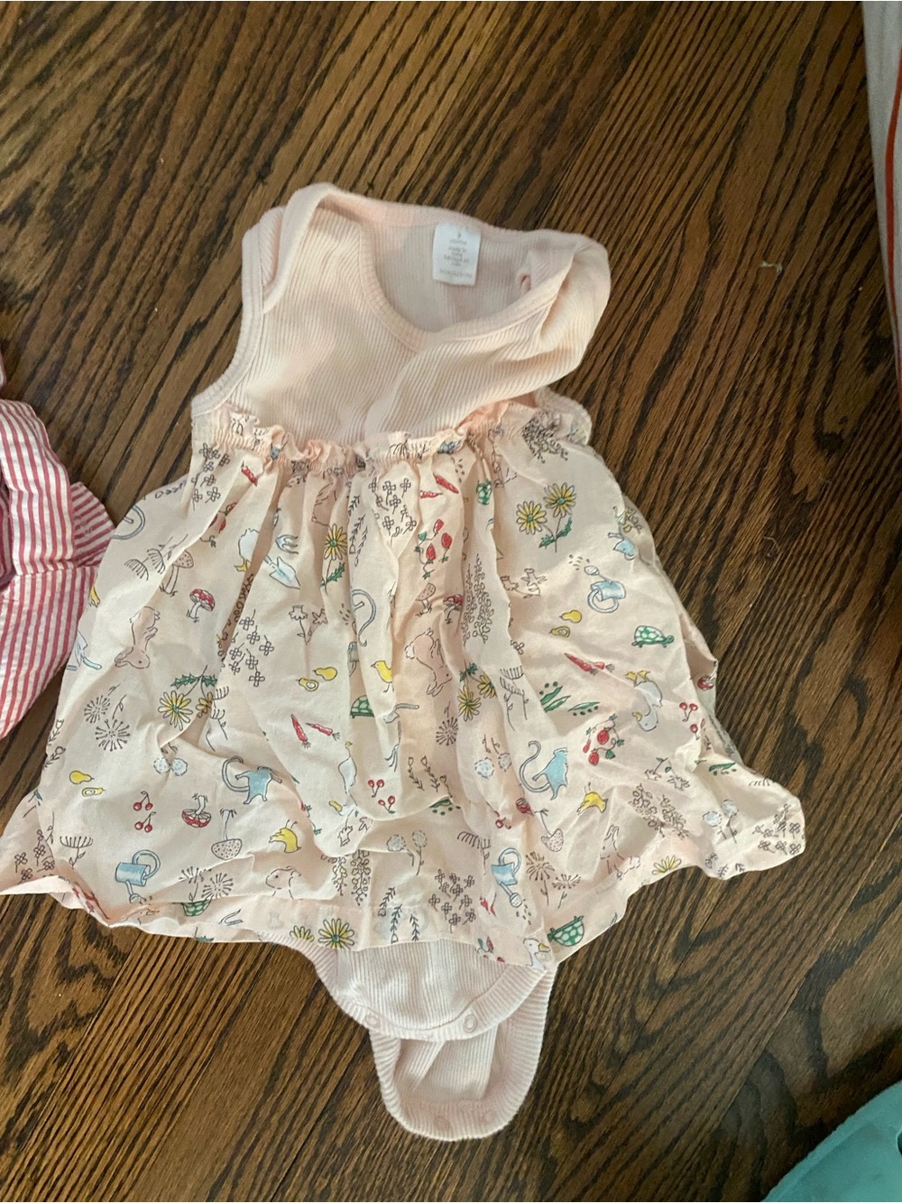 Nordstrom Light Pink and Cream Floral Animal Print Baby One-Piece